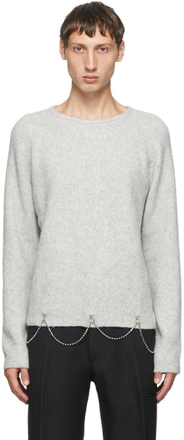 Random Identities Grey Wool Chain Crewneck - Identités aléatoires Crewneck Chaîne en laine grise - 임의의 ID 회색 양모 체인 Crewneck.
