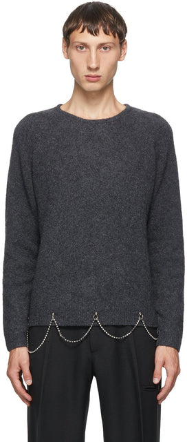 Random Identities Grey Wool Chain Crewneck - Identités aléatoires Crewneck Chaîne en laine grise - 임의의 ID 회색 양모 체인 Crewneck.