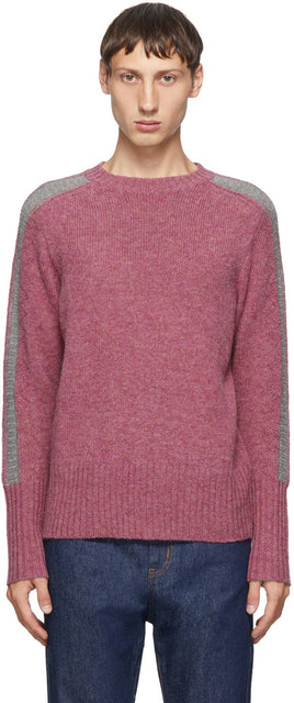 Random Identities Pink Wool Bicolor Crewneck - Identités aléatoires Crewneck de bicolore en laine rose - 임의의 정체성 핑크색 양모 바이 컬러 Crewneck.