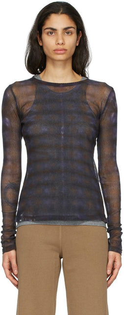 Raquel Allegra Purple Mesh Long Sleeve Top - Top à manches longues violette Raquel Allegra - Raquel Allegra 보라색 메쉬 긴 소매 탑