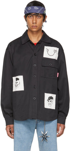 Rassvet Black Graphic Patches Shirt - Tableau graphique noir Rassvet - Rassvet 블랙 그래픽 패치 셔츠