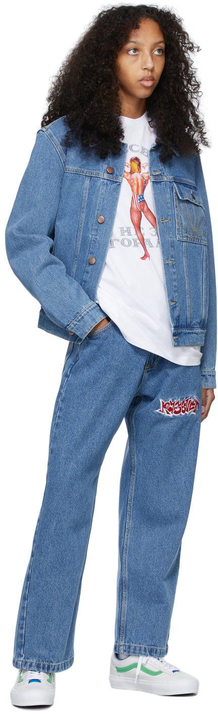 Rassvet Blue Denim Graffiti Logo Jacket
