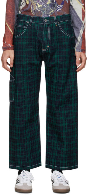 Rassvet Green Check Contrast Work Jeans - Rassvet Vert Vérifier le travail de contraste Jeans - rassvet 녹색 검사 대조 작업 청바지
