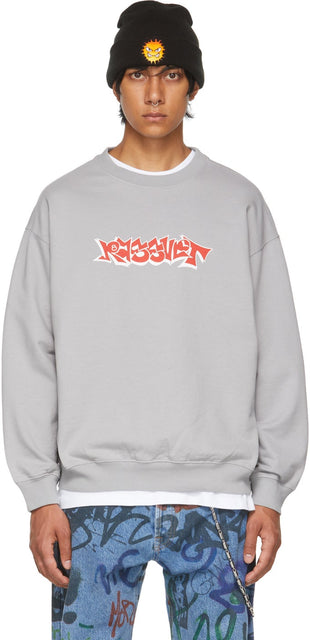 Rassvet Grey Graffiti Logo Sweatshirt - Sweat-shirt logo gris gris Rassvet Graffiti - Rassvet 그레이 낙서 로고 스웨터