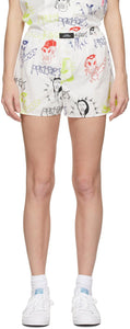 Rassvet White Graphic Print Shorts - Short d'impression graphique blanc Rassvet - Rassvet 흰색 그래픽 인쇄 반바지