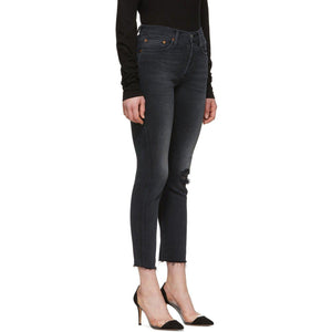 Re/Done Black High Rise Ankle Crop Jeans
