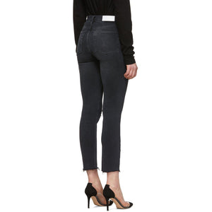 Re/Done Black High Rise Ankle Crop Jeans