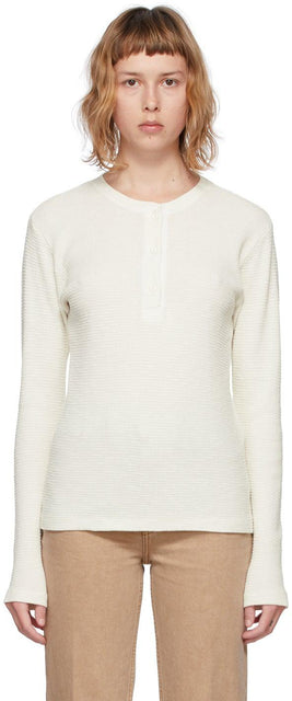 Re/Done Off-White Hanes Edition Thermal Henley - Re / fait Hanes Hanes Off blanc Henley Henley - 다시 / 완료 off-white hanes 에디션 열 헨리
