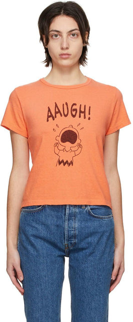 Re/Done Orange Peanuts Edition Classic 'Aaugh' T-Shirt - RE / DONE Orange Crazout Edition Classic 'Aaugh' T-shirt - Re / Done Orange Peanuts Edition 클래식 'Aaugh'티셔츠