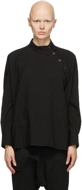 Regulation Yohji Yamamoto Black B Pullover Shirt - Régulation Yohji Yamamoto Chemise pull en B Noir B - 규정 Yohji 야마모토 블랙 B 풀오버 셔츠