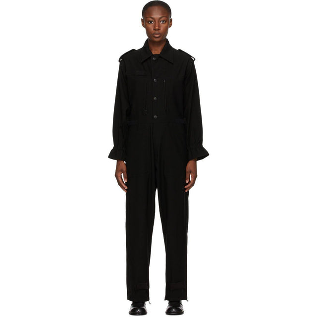 Regulation Yohji Yamamoto Black Wool R-Overall Jumpsuit
