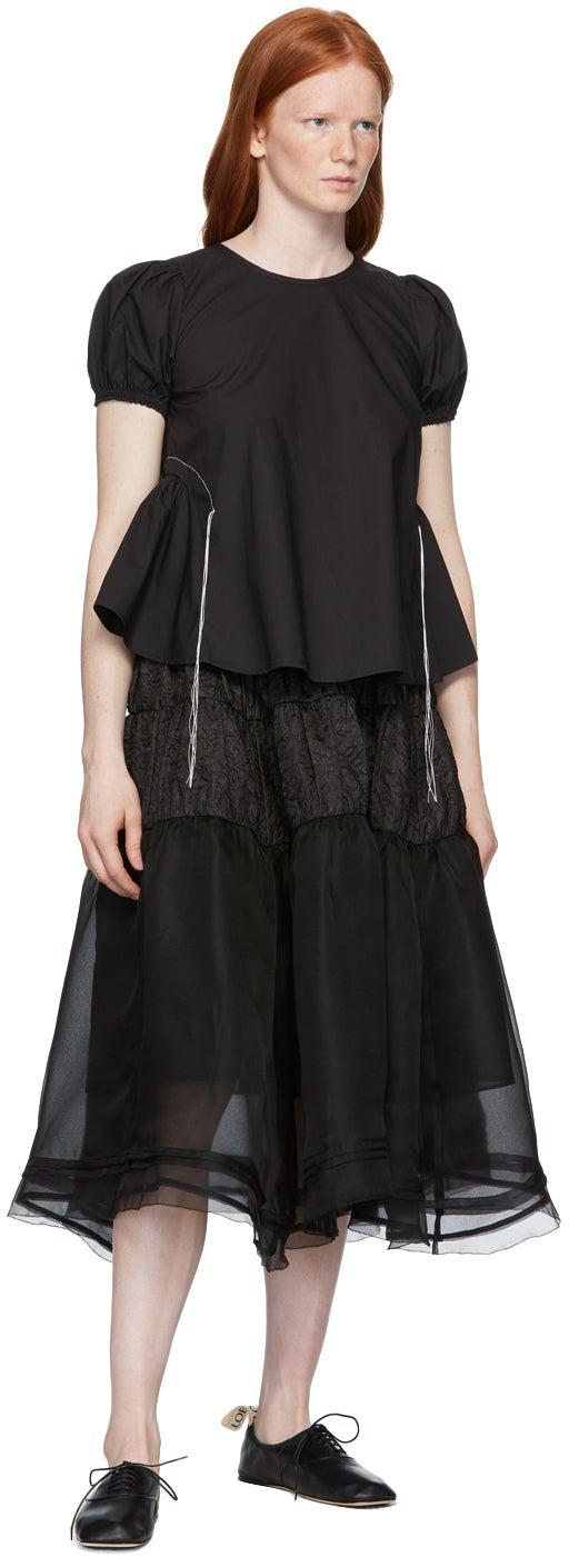 Renli Su Black Cotton Washed T-Shirt