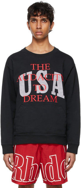 Rhude Black Dreamers Crew Sweatshirt - Sweat-shirt d'équipage Rhude Noir Dreamers - Rhude Black Dreamers Crew Sweatsirt