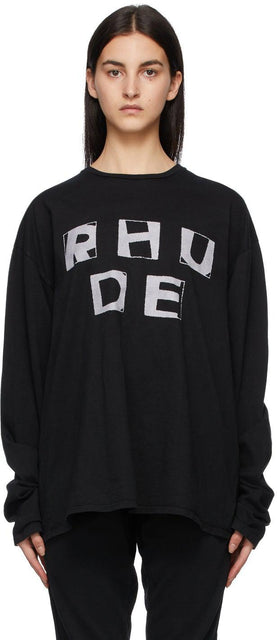 Rhude Black Haus Long Sleeve T-Shirt - T-shirt Rhude Black Haus à manches longues - Rhude Black Haus Long Sleeve T 셔츠