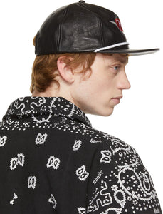 Rhude Black Leather Classic Cap