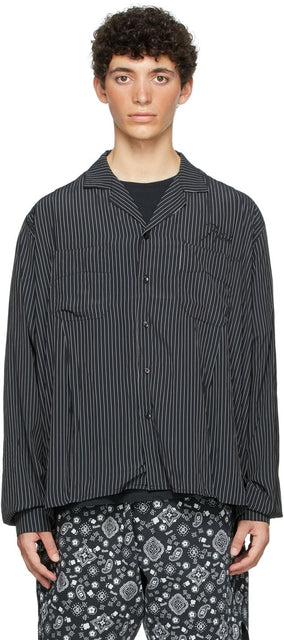 Rhude Black Striped Trooper Shirt - Chemise à rayures à rayures noires rhude - Rhude Black 스트라이프 기병 셔츠