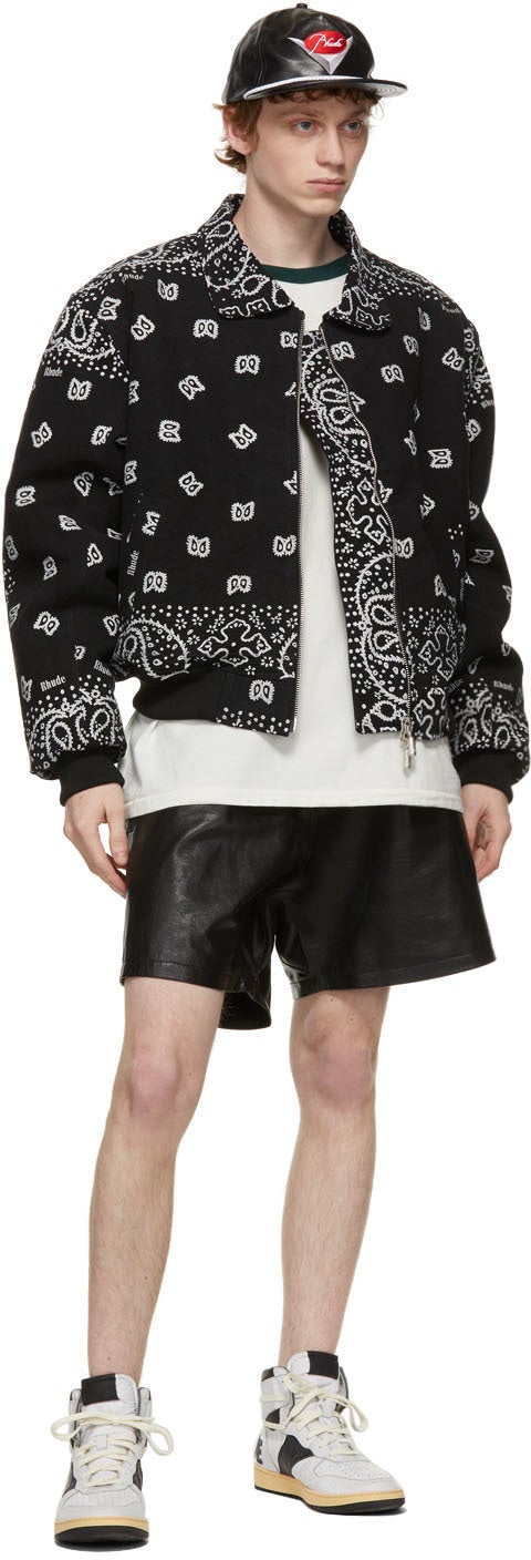 Rhude SSENSE Exclusive Black Bandana Bomber Jacket