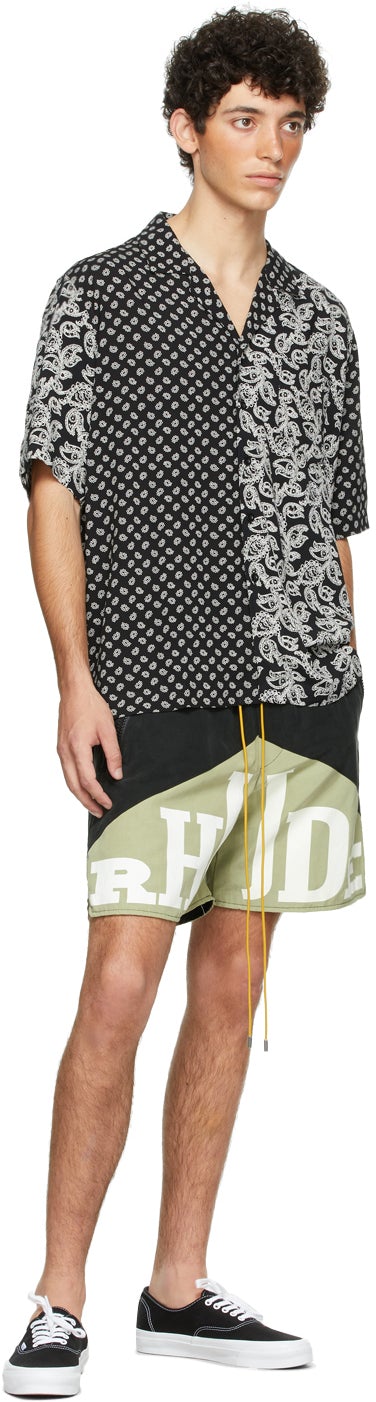 Rhude SSENSE Exclusive Black Bandana Short Sleeve Shirt