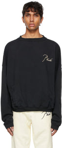 Rhude SSENSE Exclusive Black Rheverse Sweatshirt - Sweat-shirt relatif au rythme noir exclusif de Rhude Ssense - Rhude Ssense 독점적 인 블랙 히 가열 운동복