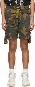 Rhude SSENSE Exclusive Brown Camo Cargo Shorts - Short de cargaison de camo brun exclusif Rhude Ssense - Rhude Ssense 독점적 인 갈색 카모화물 반바지