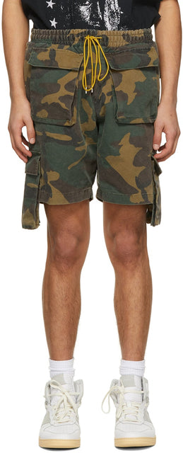 Rhude SSENSE Exclusive Brown Camo Cargo Shorts - Short de cargaison de camo brun exclusif Rhude Ssense - Rhude Ssense 독점적 인 갈색 카모화물 반바지
