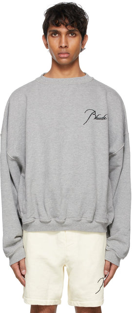 Rhude SSENSE Exclusive Grey Rheverse Sweatshirt - Sweat surshirt gris exclusif de Rhude Ssense - Rhude Ssense 독점적 인 회색의 균열 셔츠