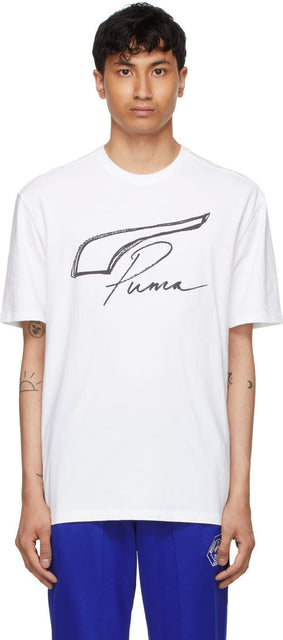 Rhude White Puma x Rhuigi Edition Jersey T-Shirt - T-shirt Jersey Rhude Blanc Puma X Rhuigi Jersey - Rhude White Puma X Rhuigi Edition Jersey T 셔츠