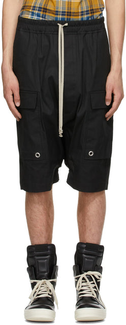 Rick Owens Black Cargo Pods Shorts - Short de bosses de cargaison noires Rick Owens - 릭 오웬스 블랙화물 포드 반바지