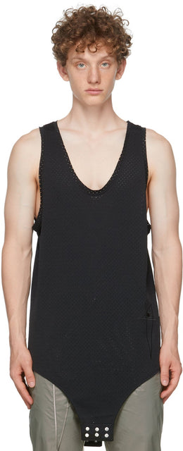 Rick Owens Black Champion Edition Mesh Basketball Tank Top - Rick Owens Black Champion Edition Mesh Basketball Débardeur - Rick Owens 블랙 챔피언 에디션 메쉬 농구 탱크 탑입니다