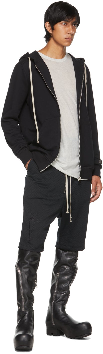 Rick Owens Black Champion Edition Mesh Bela Shorts