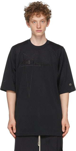 Rick Owens Black Champion Edition Mesh Jumbo T-Shirt - T-shirt Jumbo Mesh Jumbo Edition Rick Owens Black Champion - 릭 오웬스 블랙 챔피언 에디션 메쉬 점보 티셔츠