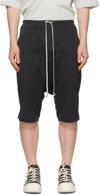 Rick Owens Black Champion Edition Mesh Swingers Shorts - Rick Owens Black Champion Edition Mesh Swingers Shorts - Rick Owens 블랙 챔피언 에디션 메쉬 스윙 어스 반바지