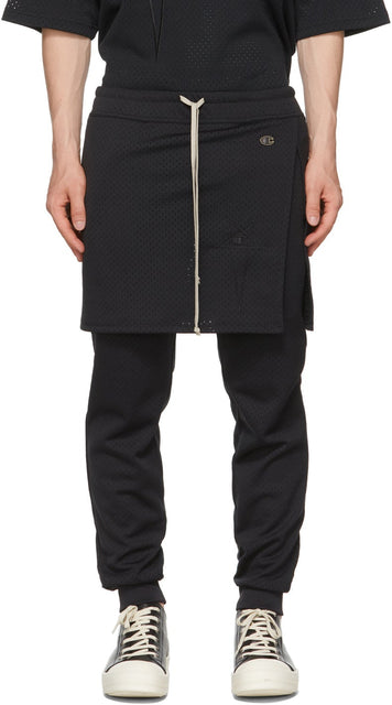 Rick Owens Black Champion Edition Mesh Toga Lounge Pants - Rick Owens Black Champion Edition Mesh Toga Salon Pants - Rick Owens 블랙 챔피언 에디션 메쉬 토가 라운지 바지