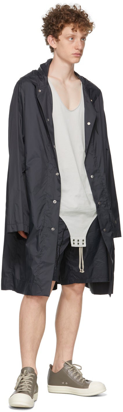 Rick Owens Black Champion Edition Nylon Hooded Coat