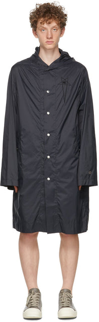 Rick Owens Black Champion Edition Nylon Hooded Coat - Rick Owens Coteau à capuchon en nylon - Rick Owens 검은 챔피언 에디션 나일론 후드 코트