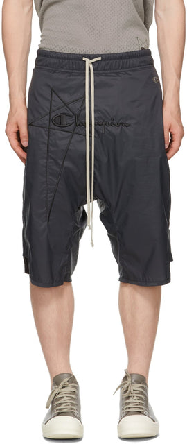 Rick Owens Black Champion Edition Nylon Swingers Shorts - Rick Owens Noir Edition Champion Nylon Swingers Shorts - 릭 오웬스 블랙 챔피언 에디션 나일론 스윙 어스 반바지