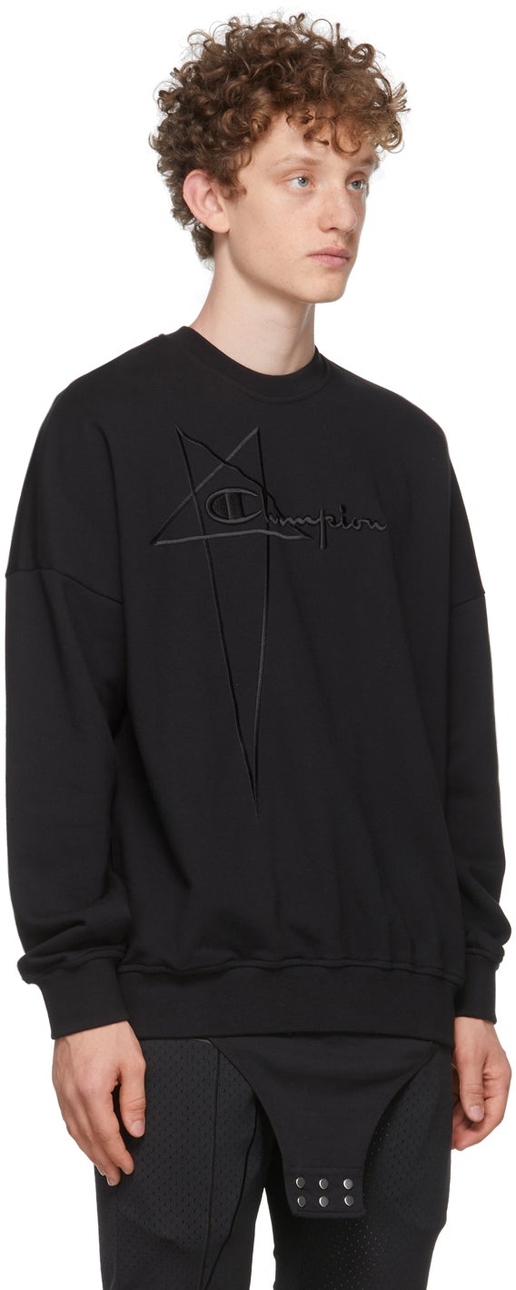 Rick Owens Black Champion Edition Pullover Sweatshirt – BlackSkinny