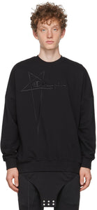 Rick Owens Black Champion Edition Pullover Sweatshirt - Sweat-shirt pull-shirt de Rick Owens Black Champion Edition - Rick Owens 블랙 챔피언 에디션 풀오버 스웨터