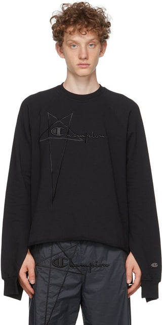 Rick Owens Black Champion Edition Vega Sweatshirt - Sweat-shirt Vega Edition de Rick Owens Black Champion - Rick Owens 검은 챔피언 에디션 베다 스웨터