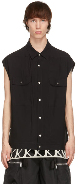 Rick Owens Black Crepe Jumbo Over Shirt - Rick Owens Crêpe noire Jumbo sur la chemise - 릭 오웬스 블랙 크레페 점보 셔츠 위에