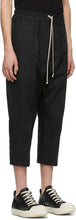 Rick Owens Black Cropped Drawstring Trousers