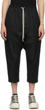 Rick Owens Black Cropped Drawstring Trousers - Pantalon à cordon recadré noir Rick Owens - Rick Owens 검은 색 자른 Drawstring 바지