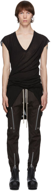 Rick Owens Black Double Dylan T-Shirt - T-shirt Double Dylan Noir Rick Owens - Rick Owens 블랙 더블 딜란 티셔츠