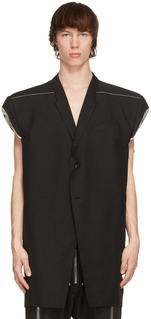 Rick Owens Black Jumbo Tatlin Sleeveless Blazer - Blazer sans manches de Tatlin Jumbo Noir de Rick Owens - Rick Owens Black Jumbo Tatlin 민소매 블레이저