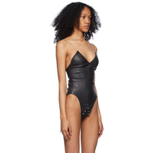 Rick Owens Black Leather Sally Bodysuit