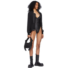 Rick Owens Black Leather Sally Bodysuit
