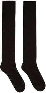 Rick Owens Black Logo Knee High Socks - Rick Owens Black Logo Black Genou High Chaussettes - 릭 Owens 블랙 로고 무릎 높은 양말