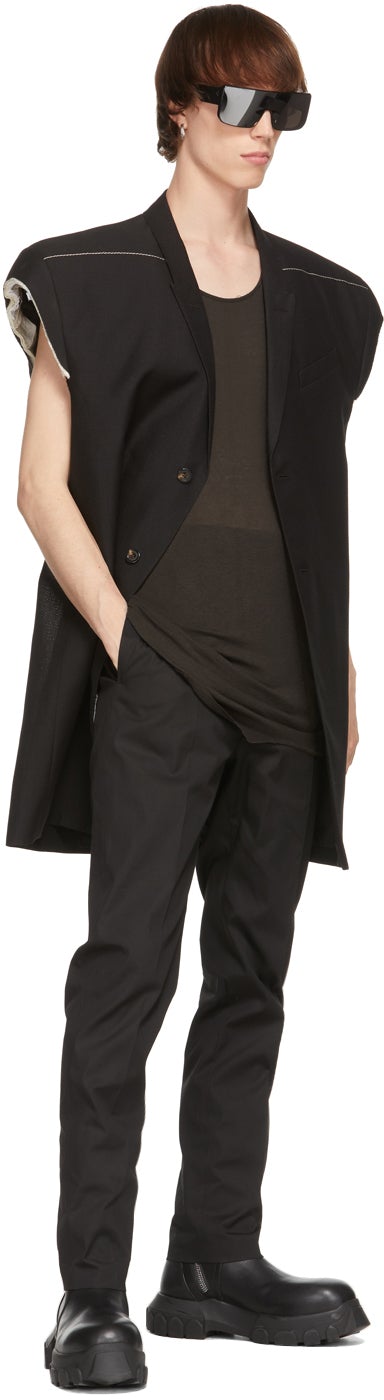Rick Owens Black Mohair Slim Asaire Trousers