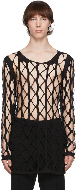 Rick Owens Black Net Sweater - Rick Owens Black Net Pull - 릭 오웬스 블랙 그물 스웨터