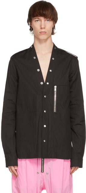 Rick Owens Black Poplin Larry Shirt - Rick Owens Black Poplin Larry chemise - Rick Owens 블랙 포플린 래리 셔츠